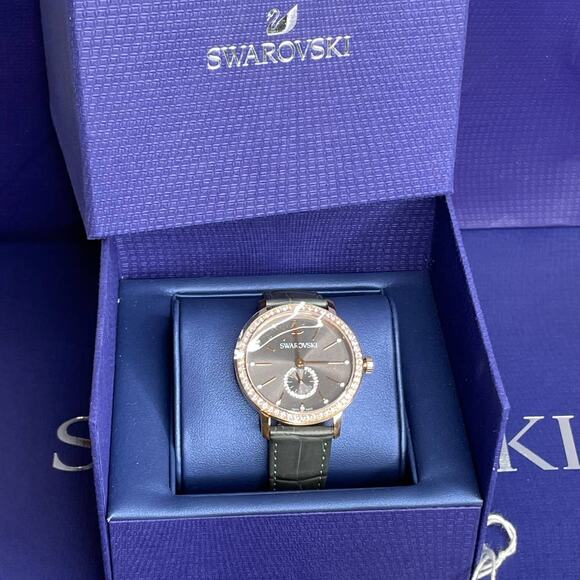 Swarovski Graceful Lady Watch Grey Band 37mm Case